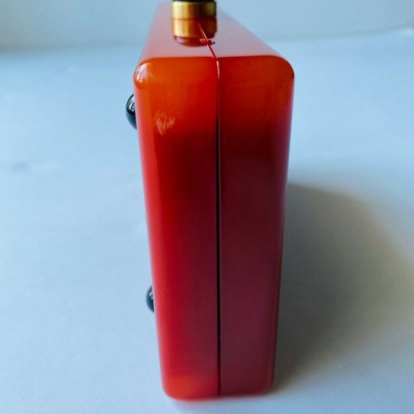 RARE Thalé Blanc Women's Red with Black Pearls Morning Dew Luxe Clutch ($2500) - Picture 9 of 12